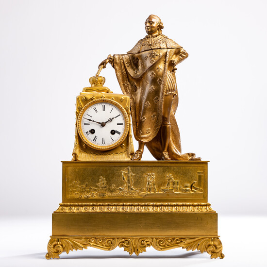 Mantel clock / table clock, Ludiwg XVI. , Bronze, brass.