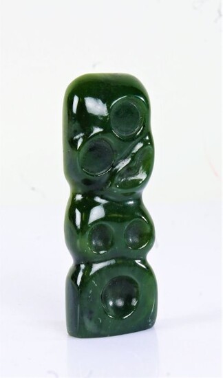 Maori jadeite hei-tiki, of typical form, 9cm