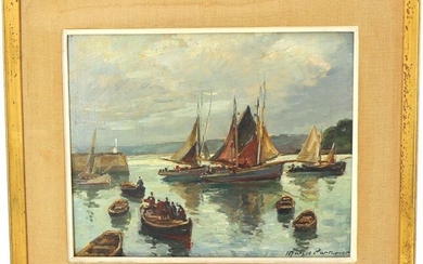 Marcel PARTURIER (1901-1976) "Marine en Finistère", oil on panel, signed lower right, 22 x 27 cm
