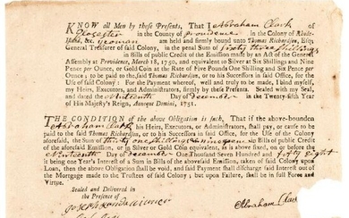 March 1750 Rhode Island Bills Of Credit Bond