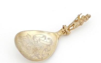 Marius Hammer, Norwegian silver gilt anointing spoon with ca...