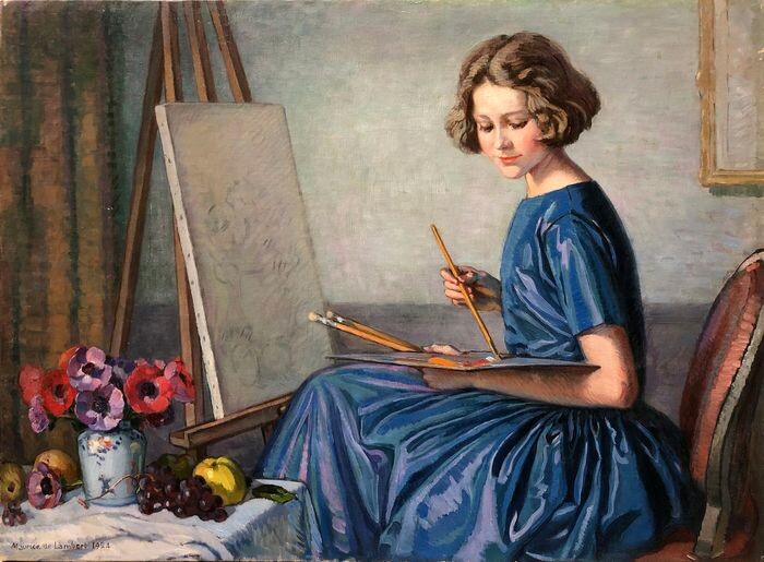 Maurice de Lambert (1873-1953) - Belle Parisienne à la Peinture