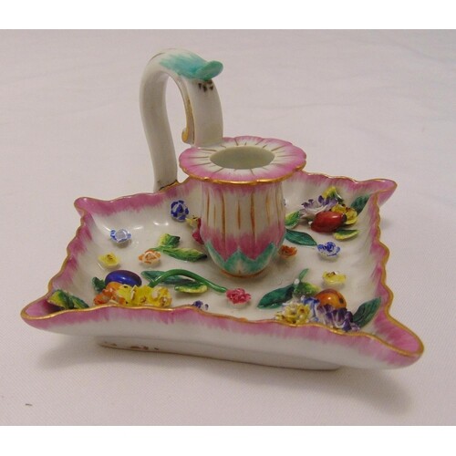 Meissen chamberstick with applied floral decoration, slight ...