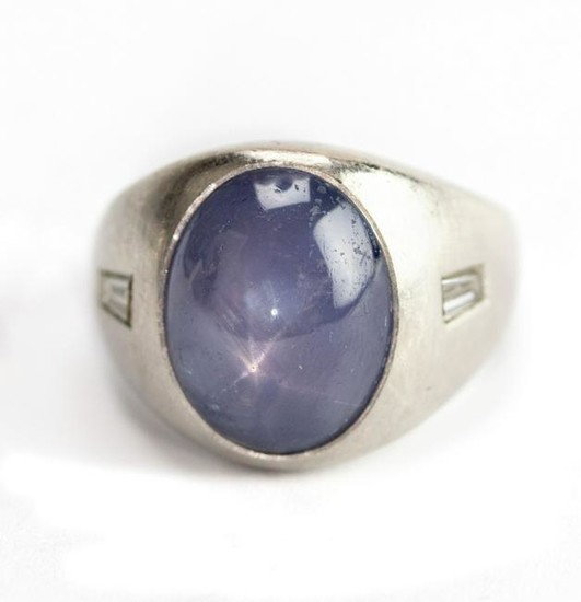 Men's Platinum & 19 Carat Blue Star Sapphire Ring