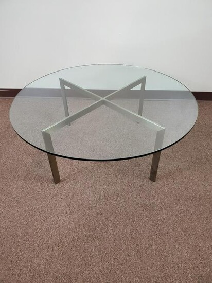 Metal Base Round Glass Top Coffee Table
