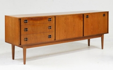 Mid Century Modern Teak Sideboard with Square Pulls