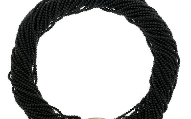 Multi-Strand Black Onyx and Diamond Necklace