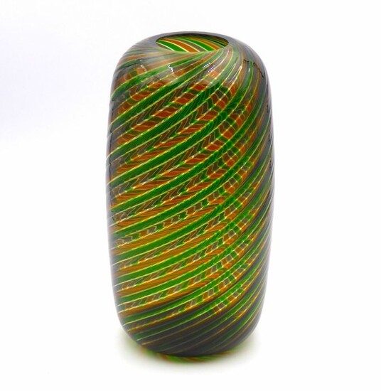 Murano, Venini - Vase - Canne ritorte 540.11 - The Verde Erba Talpa
