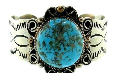 NATIVE AMERICAN Sterling Silver & Turquoise Bangle