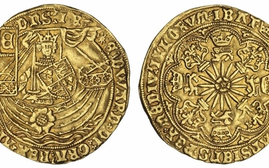 NGC AU55 | *Single Finest Certified* | Edward IV, First Reign (1461-1470), Light Coinage, Rose Noble or 'Ryal', Type VIIIa