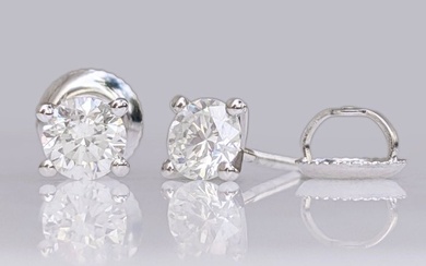 ***NO RESERVE*** 0.85 Carat Diamond - 14 kt. White gold - Earrings Diamonds