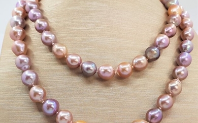 NO RESERVE PRICE - 10x12mm Multi Edison Freshwater pearls - Necklace