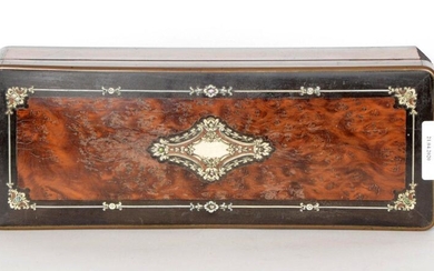 Napoleon III box in rosewood, burr and ivory...