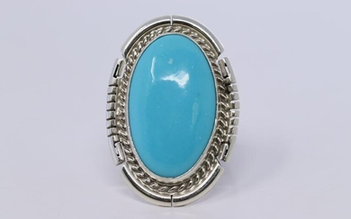 Navajo Native American Kingman Turquoise Ring By Dave