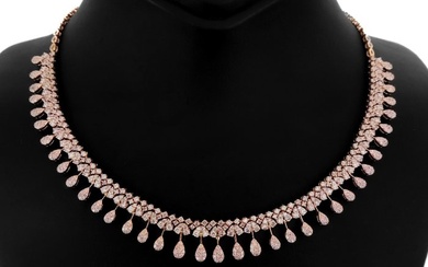 Necklace Rose gold - 8.00 tw. Pink Diamond (Natural coloured)
