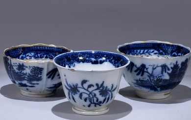 New Hall Chinese Blue & White Porcelain Teacups ca.