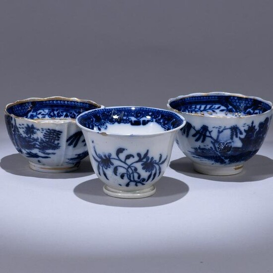 New Hall Chinese Blue & White Porcelain Teacups ca.