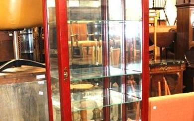Nice Century Furniture 2pc Asian inspired 1 door 1 drawer display cabinet with glass shelves