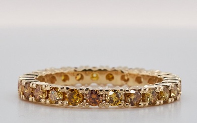 No Reserve Price - 1.15 tcw - Fancy Vivid to Deep Mix Yellow - 14 kt. Yellow gold - Ring Diamond