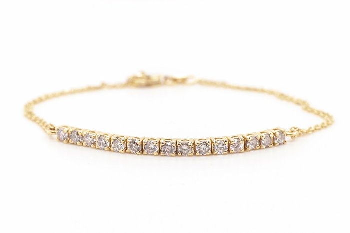 No Reserve Price - 14 kt. Yellow gold - Bracelet - 1.00 ct Diamond