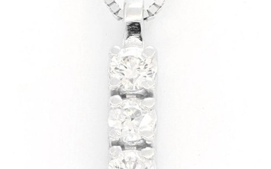 No Reserve Price - 18 kt. White gold - Necklace with pendant - 0.12 ct Diamond
