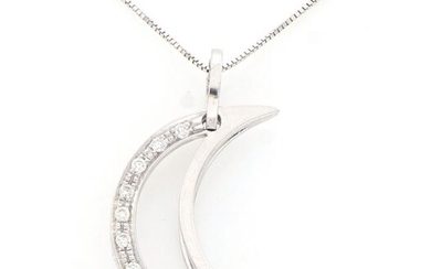 No Reserve Price - 18 kt. White gold - Necklace with pendant - 0.16 ct