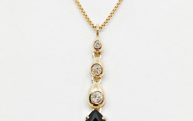 No Reserve Price - Necklace with pendant - 18 kt. Yellow gold - 0.91 tw. Sapphire - Diamond