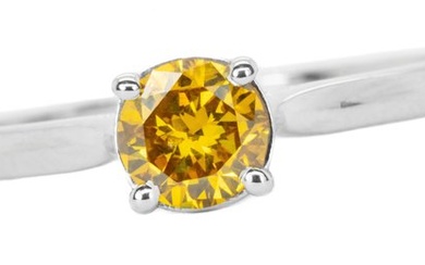 No Reserve Price - Ring - 18 kt. White gold - 0.52 tw. Orange Diamond (Natural coloured)