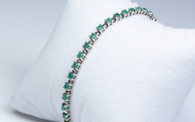 No Reserve Price - Tennis-Armband - 3.50 ct Smaragde - Bracelet - 925 silver