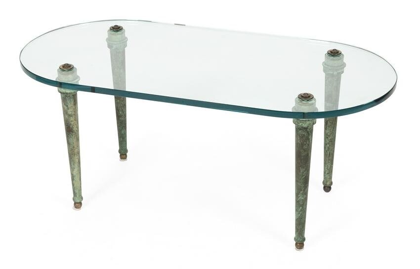 OVAL GLASS-TOP COFFEE TABLE Late 20th Century Height