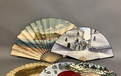 Of topographical interest: Five fans, 19th and 20th century,...