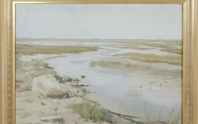 Oil on Canvas "View of The Creeks with Plovers"