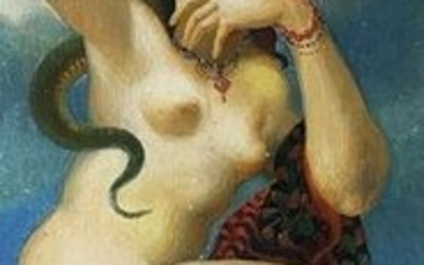 Oil painting Naked girl with a snake Litvinov Oleg Arkad'yevich