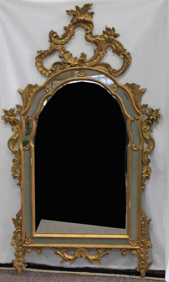 Old Rococo Style Carved Gilt-Wood Mirror