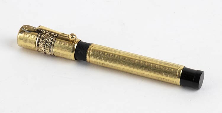 Omega, fountain pen, 14K nib - 1920s gold plated barrel...