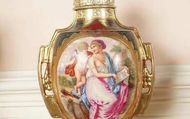 PAIR OF ROYAL VIENNA PORCELAIN URNS AND COVERS
