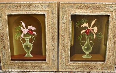 PAIR OIL ON CANVAS STILL LIFE PAINTING BY S.PORAY "LISTED ARTIST"