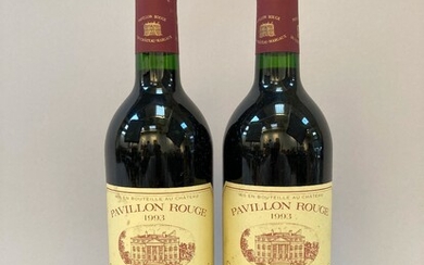 PAVILLON ROUGE du Château MARGAUX 1993 - MARGAUX. 2 bouteilles. (Une étiquette tachée).
