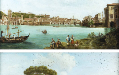 PITTORE ANONIMO DEL XVIII SECOLO<BR>"Vedute di Firenze dalle rive dell'Arno"