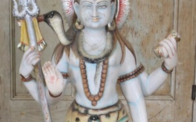 Painted Carved Stone Shiva Votive Figure