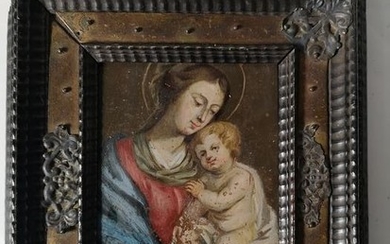 Painting, Oil on copper - Copper + wood - 17th century