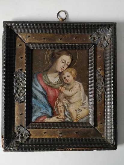 Painting, Oil on copper - Copper + wood - 17th century