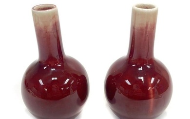 Pair Chinese Porcelain Bulbous Bud Vases