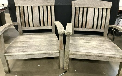 Pair Deep TEAK Lawn Patio Chairs