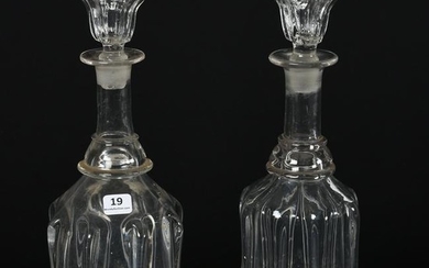 Pair Early Glass Decanters