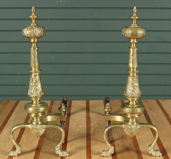 Pair Federal Style Brass Andirons