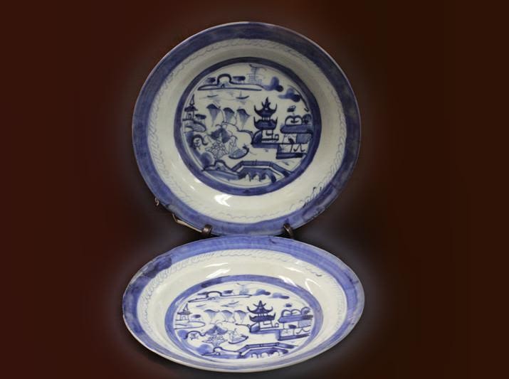 Pair of Chinese Blue and White Porcelain Plate