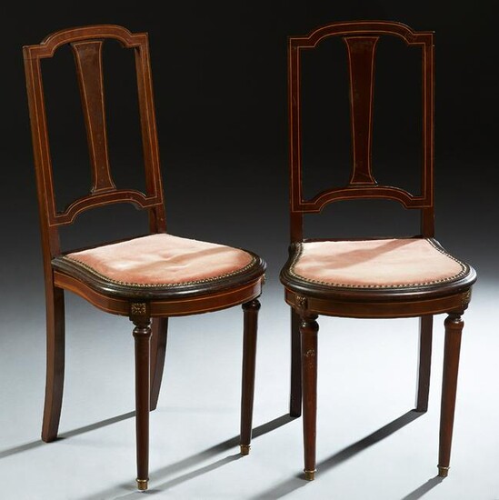 Pair of French Inlaid Mahogany Louis XVI Style Side
