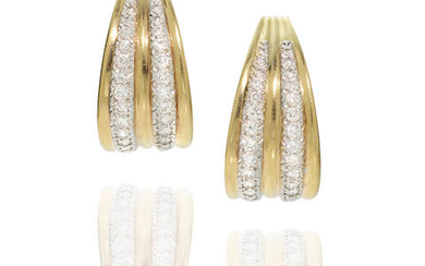 Pair of Gold and Diamond Ear Clips