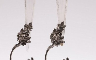 Pair of Reed & Barton Plated Figural Epergnes With Glass Linings (H32cm)